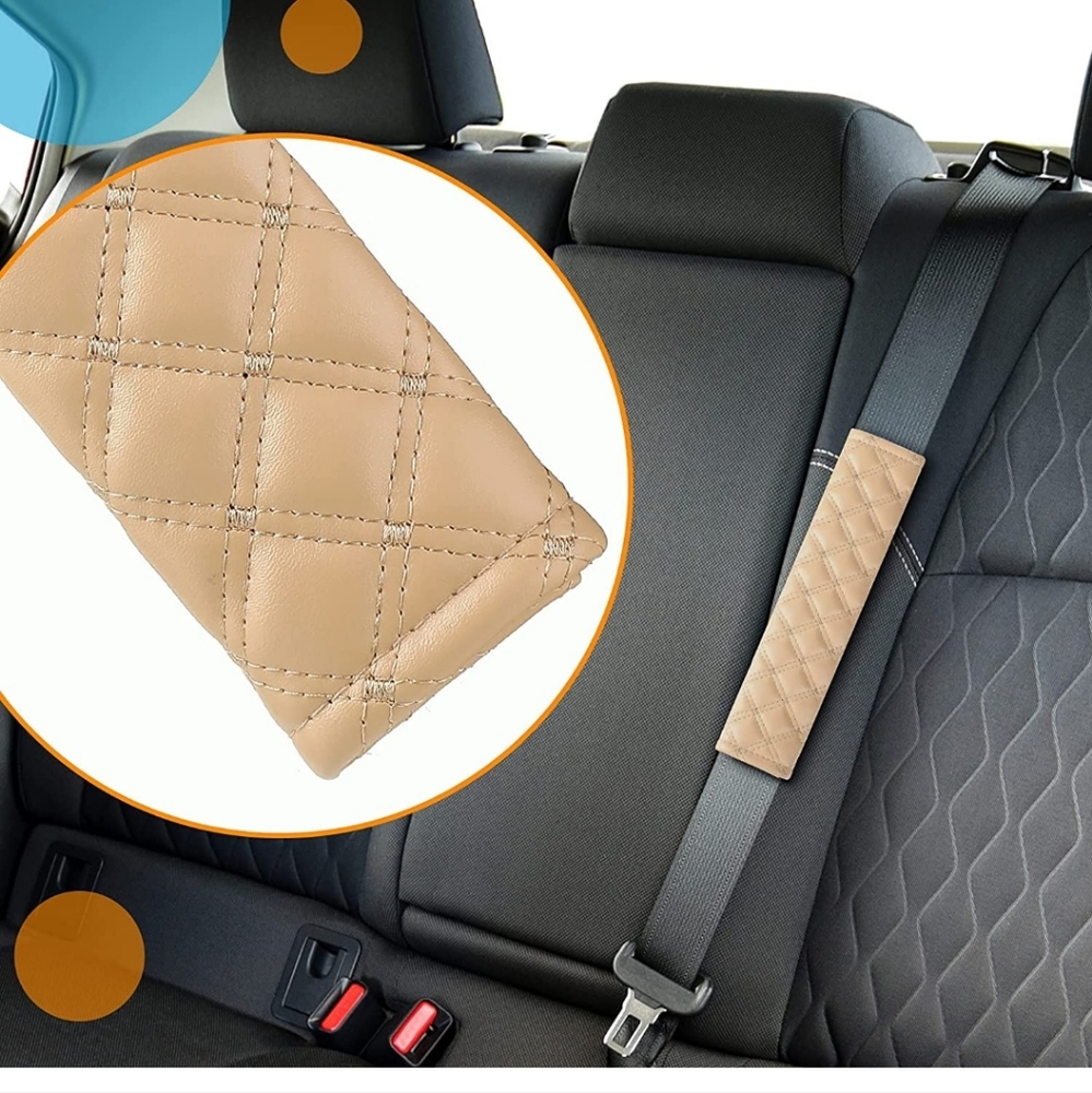 New 4 beige seat belt shoulder pads